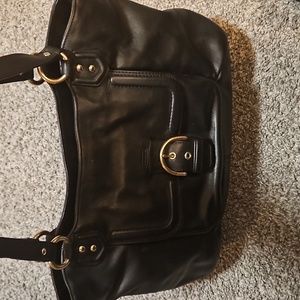 Coach Campbell Leather Shoulder Bag Black